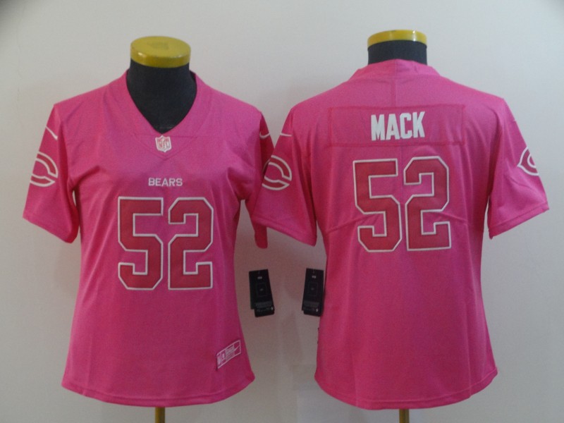 Women's Chicago Bears #52 Khalil Mack Pink Vapor Untouchable Limited Stitched NFL Jersey（Run Small)）